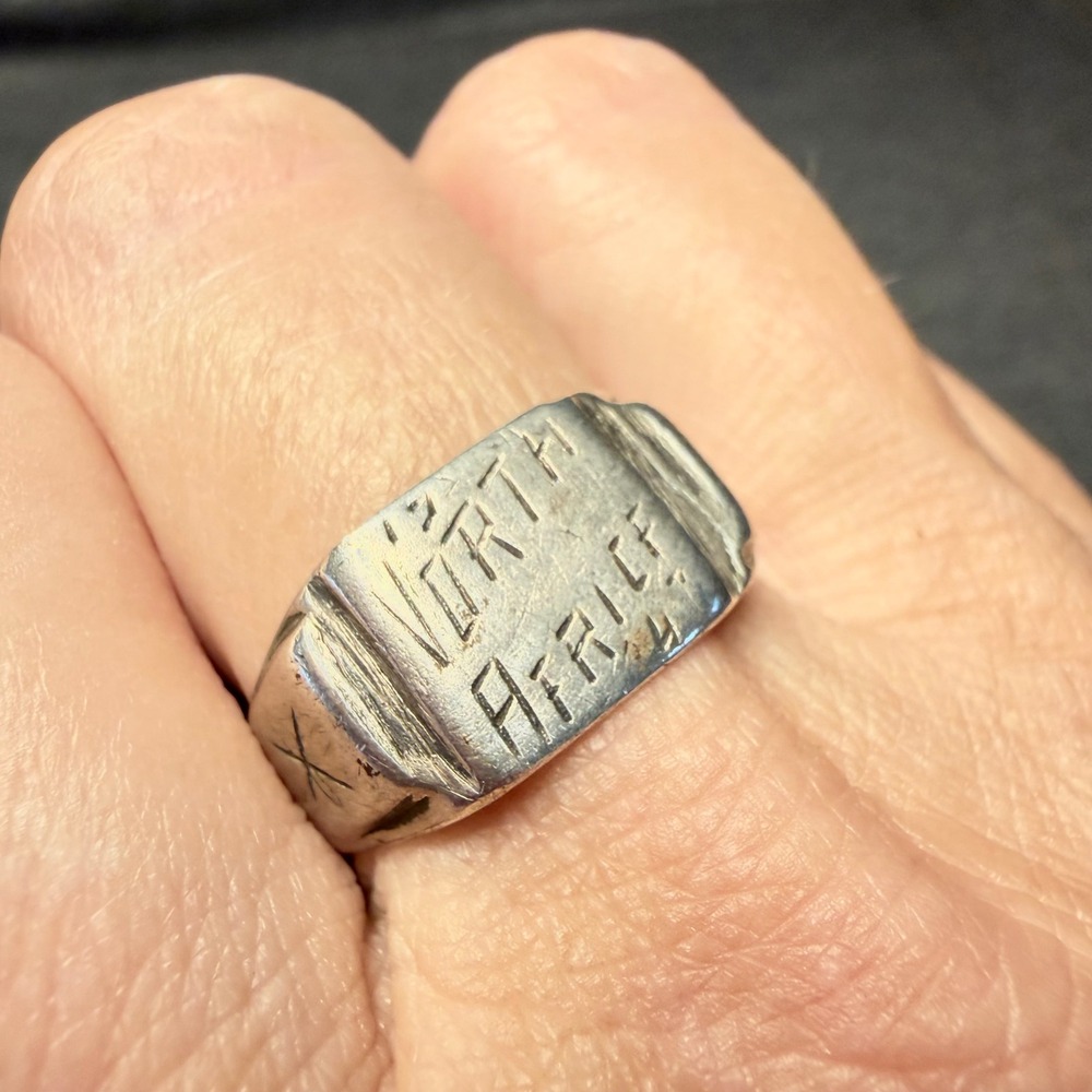 Ring Sterling Silver North Africa 1944 WWII Theater Made Size 9.25 - Picture 9 of 15